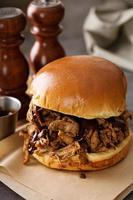 Pulled pork sandwich with bbq sauce photo