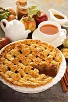 Apple pie decorated with lattice photo