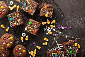 Monster brownies with candy and sprinkles photo