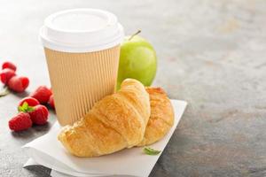 Coffee to go with croissants photo