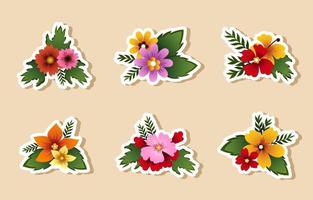 Spring Floral Sticker Collection vector