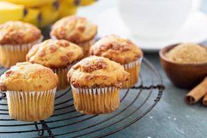 Banana muffins on cooling rack photo