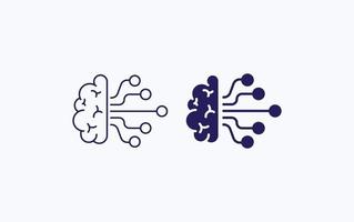 Brain and machine, ai technology vector