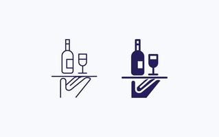 icono de ilustración de vector de servicio de copa de vino, bar y restaurante