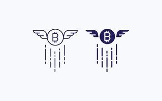 bitcoin fly wings vector illustration icon