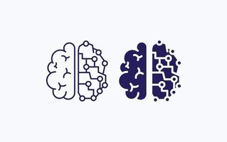 Brain and machine, ai technology vector