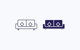 icono de ilustración de conjunto de sofás vector