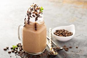 Chocolate frappe coffee with whipped cream photo