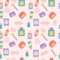 Seamless pattern of cosmetics for face. Vector