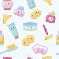 kawaii de cosméticos de patrones sin fisuras. vector