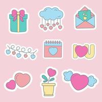 Collection of stickers for Valentine's Day. Heart vector