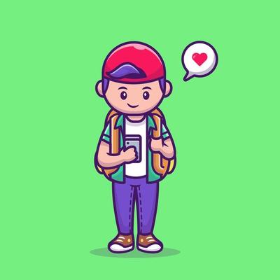 Premium Vector  Cute girl and cute boy playing gadget cartoon vector icon  illustration. people technology icon concept isolated premium vector. flat  cartoon style