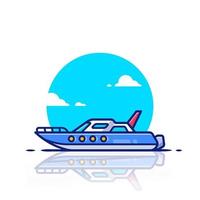 Speed Boat Cartoon Vector Icon Illustration. Water Transportation Icon Concept Isolated Premium Vector. Flat Cartoon Style