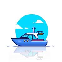 Speed Boat Cartoon Vector Icon Illustration. Water Transportation Icon Concept Isolated Premium Vector. Flat Cartoon Style