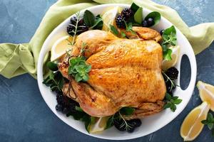Roasted chicken for holiday or sunday dinner photo