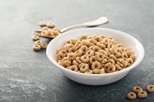 Healthy cold cereal in a white bowl photo