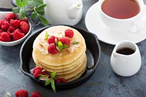 Stack of fluffy buttermilk pancakes photo