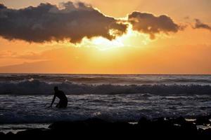 Sunset over the ocean photo