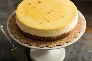 New York cheesecake on a cake stand photo