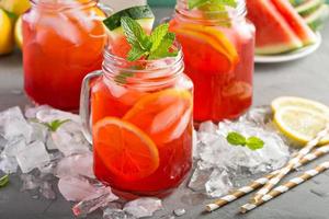 Watermelon lemonade in mason jars photo