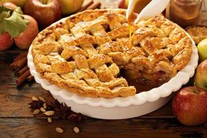 Apple pie decorated with lattice photo