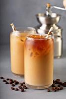 Cold brew iced coffee in glass bottles photo