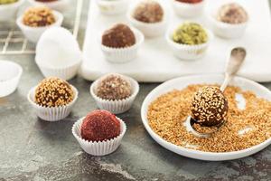 Healthy truffles with dates and nuts photo