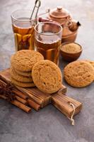 Cinnamon cookies with tea photo