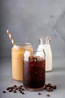 Cold brew iced coffee in glass bottles photo