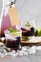 Refreshing cocktail with blackberry and lavender photo