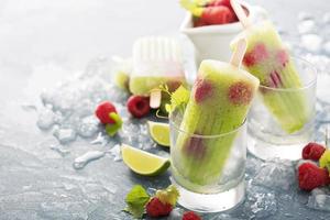 Cucumber lime raspberry spa popsicles photo