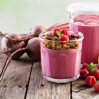 Healthy beetroot and raspberry smoothie