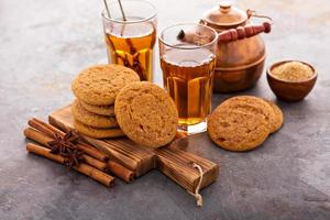 Cinnamon cookies with tea photo