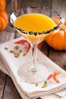 Pumpkin martini cocktail with black salt rim photo