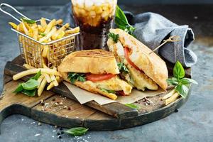 Panini sandwich with chicken and cheese photo