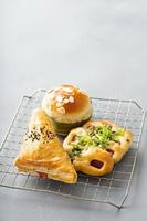 Savory red bean, pork and green onion pastries photo