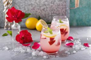 Strawberry lemonade with rose water photo