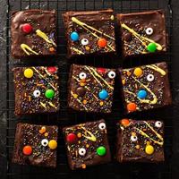 Chocolate monster brownies homemade treats for Halloween photo