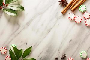Holiday background with peppermint candy photo