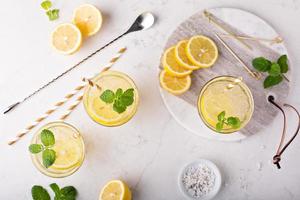 Lemonade with ice and mint photo