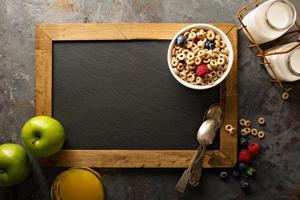 Healthy cold cereal in a white bowl photo