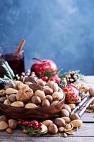 Variety of nuts with shells for Christmas photo
