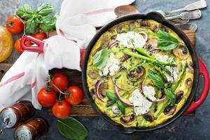 Asparagus, mushrooms and goat cheese frittata photo