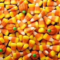 Candy corn and pumpkin Halloween background photo