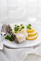 Grilled stripped bass with lemon and herbs