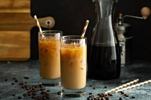 Cold brew iced coffee in tall glasses photo