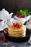 Stack of fluffy buttermilk pancakes photo