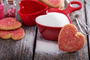 Baking cookies for Valentines day photo