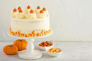 Pumpkin spice layered cake with cream cheese frosting photo