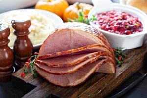 Holiday glazed sliced ham photo